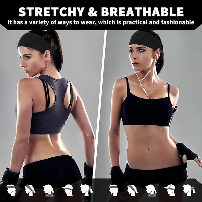 Sports Headbands for Women, Moisture Wicking Workout Headband, Stylish Comfortable and Stretchy Non Slip Headband, Sports, Yoga, Running Essentials for Women, Sweat Absorption and Quick Drying