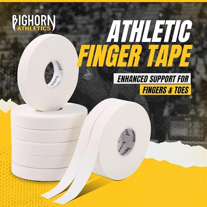 Bighorn Athletics Jiu Jitsu Finger Tape, Rock Climbing Tape | Multipurpose for Sports & Injuries: MMA, Volleyball, Football, Basketball, Tennis, Golf, Hands & Toes, 0.5-Inch x 45-feet, 8-Rolls, White