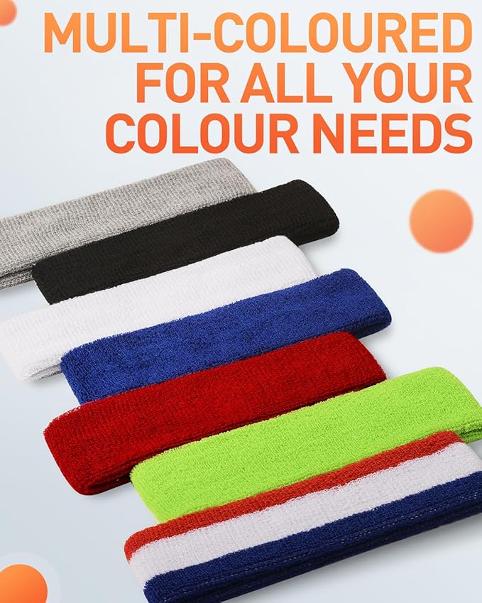 Tanluhu Sweatbands Sport Headbands for Men & Women,Terry Cloth Sweat Band for Tennis, Running, Basketball, Working Out, Execise - Athletic Sweat Cotton Headband Outdoor