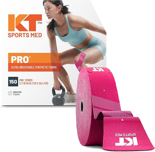 KT Tape, Pro Synthetic Kinesiology Athletic Tape, 150 Count, 10” Precut Strips