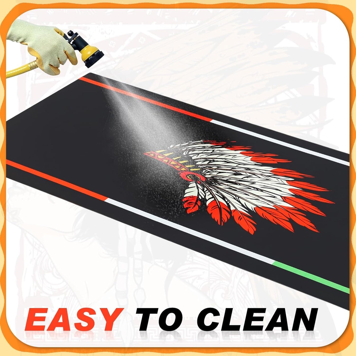 Motorcycle Mat 78 x 31 Inch Garage Floor Rug Washable Parking Mats for Garage Floors Non Slip Oil Absorbent Pad Rubber Backing Layer Protects Floor from Spills Drips Stains(Indian Style)