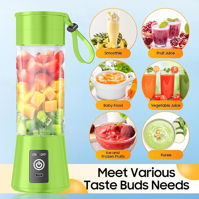 Personal Blender for Shakes and Smoothies - 2025 New Upgrade Cordless Portable Blender USB-C Rechargeable, 380Ml BAP Free Juice Cup, 6 Blades Freshly Squeezed for Picnic/Sprots, 20000Rpm/Min Speed