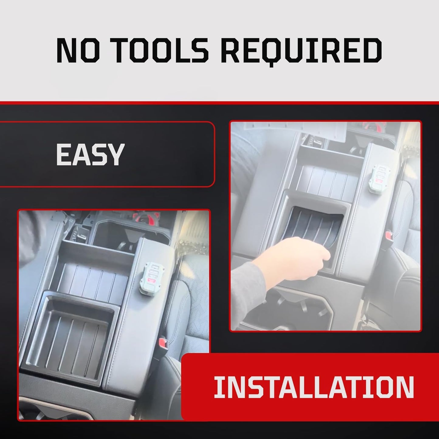 AJT DESIGN Center Console Tray Liner for Toyota Tundra (2022+) & Sequoia (2023+) | Non-Slip Mat & Anti-Rattle Center Console Organizer Tray - 2 Piece | Easy Installation-Made in USA