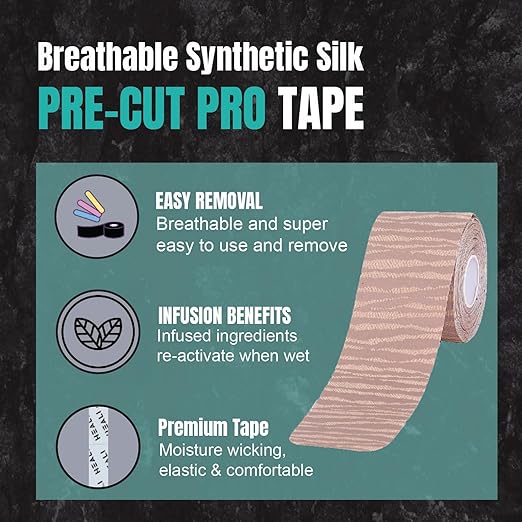 Heali Kinesiology Tape with Magnesium and Menthol, 20 Pcs Precut Strips, K Tape Roll, Knees, Physical Therapy Sports Tape for Muscle and Joint Pain Relief, Water Resistant, Beige with Zebra