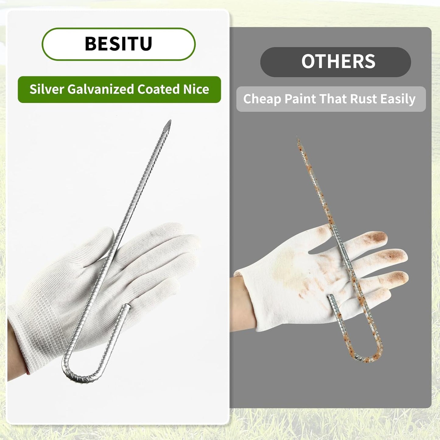 12 inch Stakes Heavy Duty 100-Pack J Hook Metal Fence Stake for Dogs Digging Tent and Outdoor Decorations Inflatables Rebar Metal Spikes for Ground