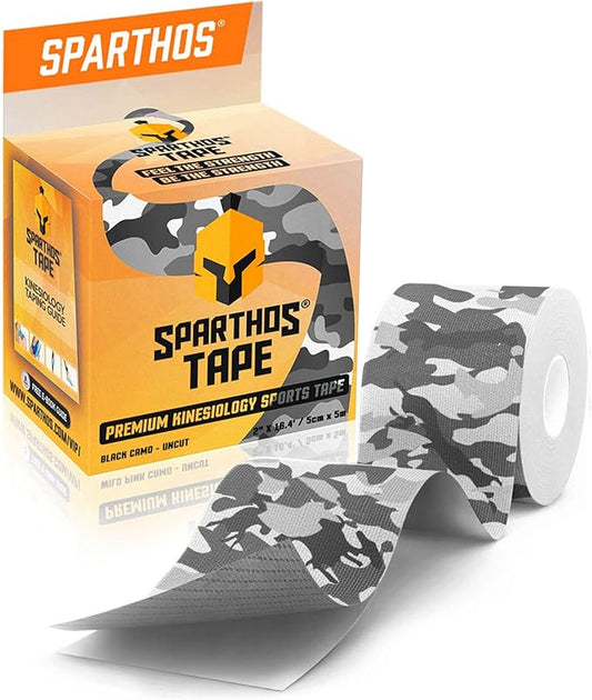 Sparthos Kinesiology Tape - Incredible Support for Athletic Sports and Recovery - Free Kinesiology Taping Guide! - Uncut 2 inch x 16.4 feet Roll