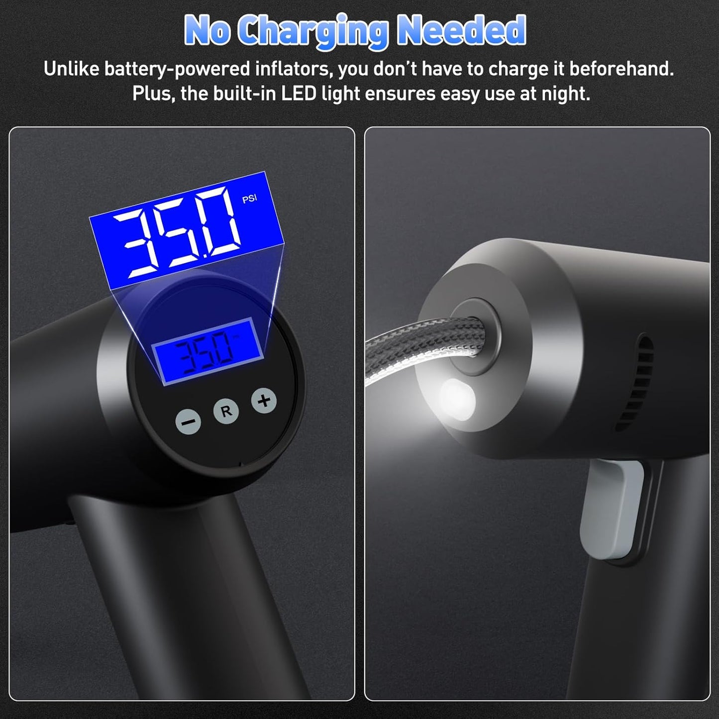 Tire Inflator – High-Power 12V Car Air Pump for Fast Tire Inflation | Auto Shut-Off, LED Display & Compact Design for Cars, Motorcycles & Bikes