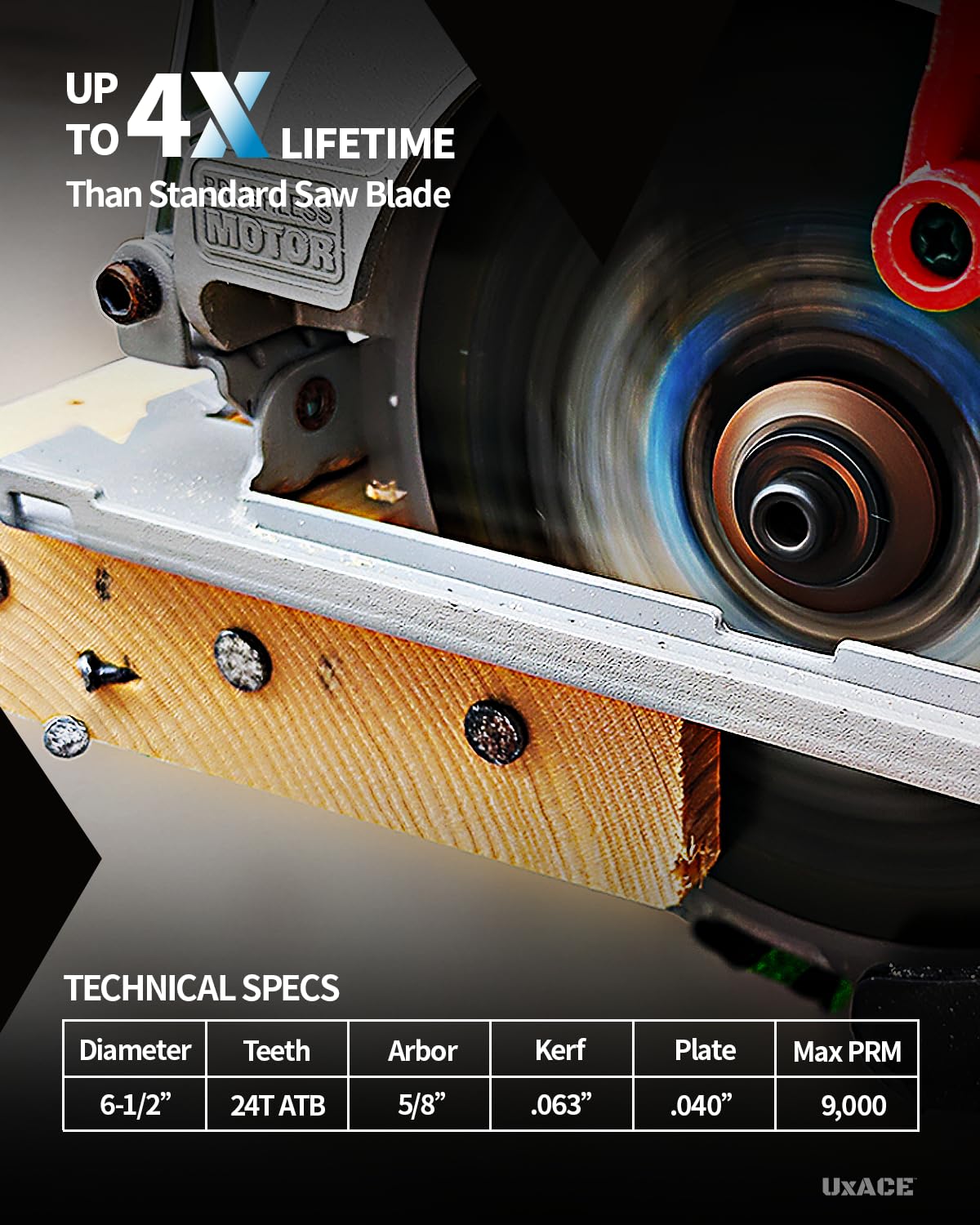 6-1/2-Inch 24-Tooth Circular Saw Blade with 5/8-Inch Arbor, Framing Wood Cutting, Carbide Tip, Thin Kerf, for Plywood, MDF, OSB, Laminated, 10 Pack