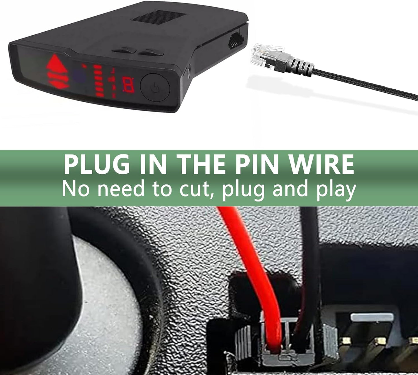 Radar Detector Rearview Mirror Mounting Bracket,13.8" Radar Detector Hard Wire Power Cord Mirror Wire Plug,with Braided Set of 3 (for Valentine One V1 Gen1 Radar)