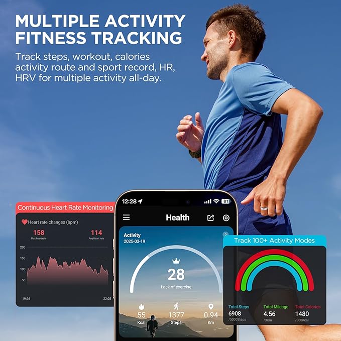 Fitness Tracker, Smart Ring for Women Men, Fitness Ring with Sleep Tracker, 24/7 Heart Rate Monitor, Health Activity Trackers,Step Counter,Calorie Pedometer,No Subscription,for iOS Android(Black,#14)