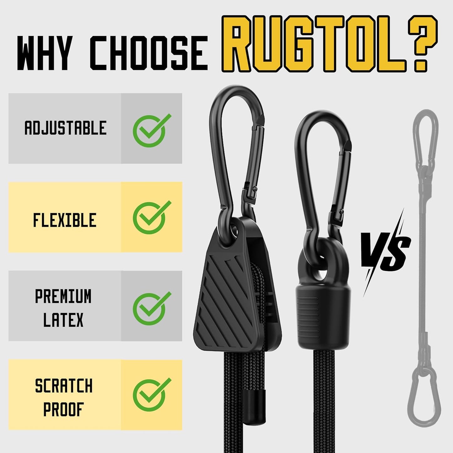 Adjustable Bungee Cords with Hooks, 6 Pack Heavy Duty Outdoor Carabiner Bungee Cord, Black Super Elastic Bungee Straps Easily Adjust from 7" to 80", Great for Cargo, Camping, Bike Racks, Tents