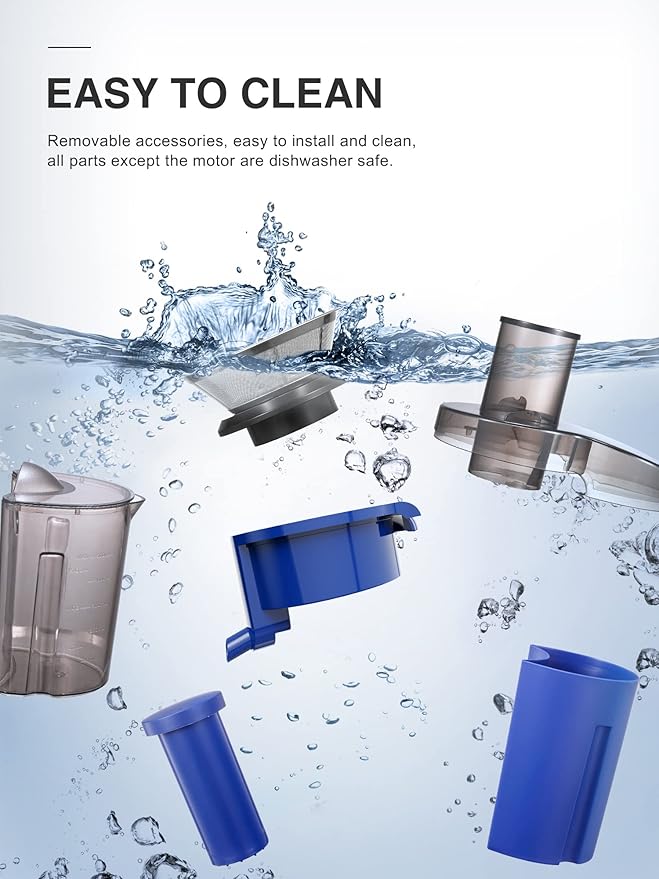 Qcen Juicer Machine, 500W Centrifugal Juicer Extractor with Wide Mouth 3” Feed Chute for Fruit Vegetable, Easy to Clean, Stainless Steel, BPA-free(Blue)