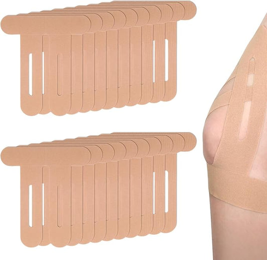 20 Pcs Precut Kinesiology Tape for Knees,Kinesiology Ankle Tape,Waterproof Elastic Knee Kinetic Tape,Breathable Latex-Free Tape for Knee Support and Stability,Pain Relief(Skin Color)