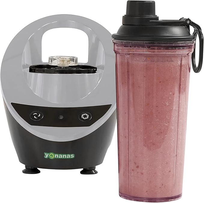 Yonanas Personal Blender with 13.5-Ounce Portable Cup and Drinking Lid for Shakes and Smoothies, BPA Free, 300-Watts, Gray