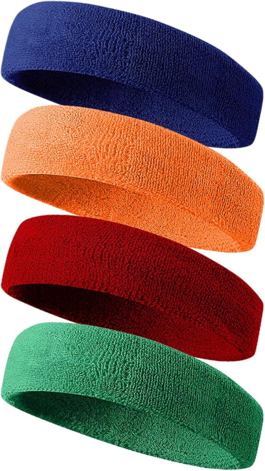 Tanluhu Sweatbands Sport Headbands for Men & Women,Terry Cloth Sweat Band for Tennis, Running, Basketball, Working Out, Execise - Athletic Sweat Cotton Headband Outdoor