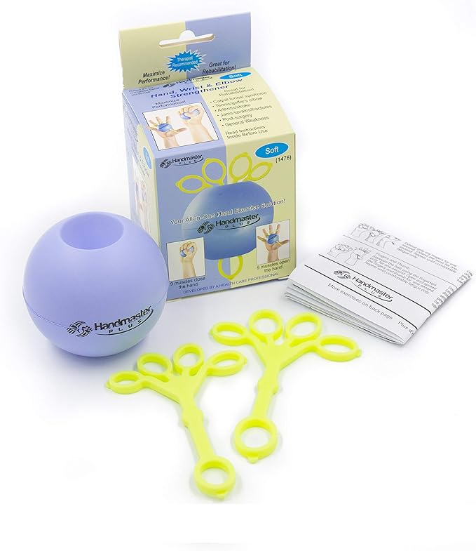 Physical Therapy Hand Exerciser - Forearm Exerciser with Stress Relief Ball - Hand Therapy Balls for Exercise, Training - Finger Exerciser & Strengthener - Soft Tension, Purple