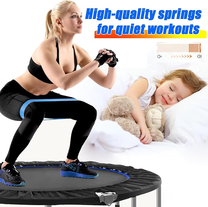 Trampoline, Portable Fitnes Foldable Trampoline in-Home Mini Rebounder, Exercise Trampoline for Kid/Adults, 40" Max Load 330lbs