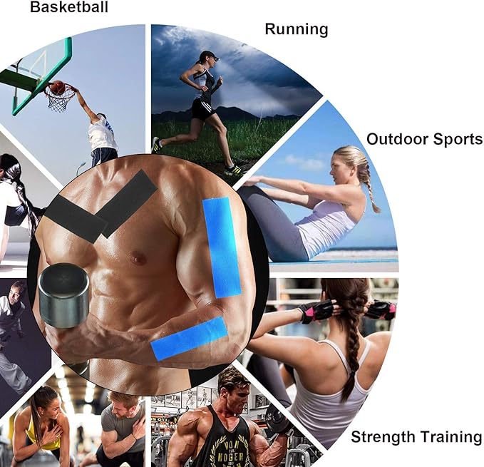 Kinesiology Tape Athletic Tape Sport Tape, Lychee Supports & Protects Muscles, Waterproof and Latex Free, Breathable Elastic for Sport Activity, No Precut (Light Blue, 6 Rolls)