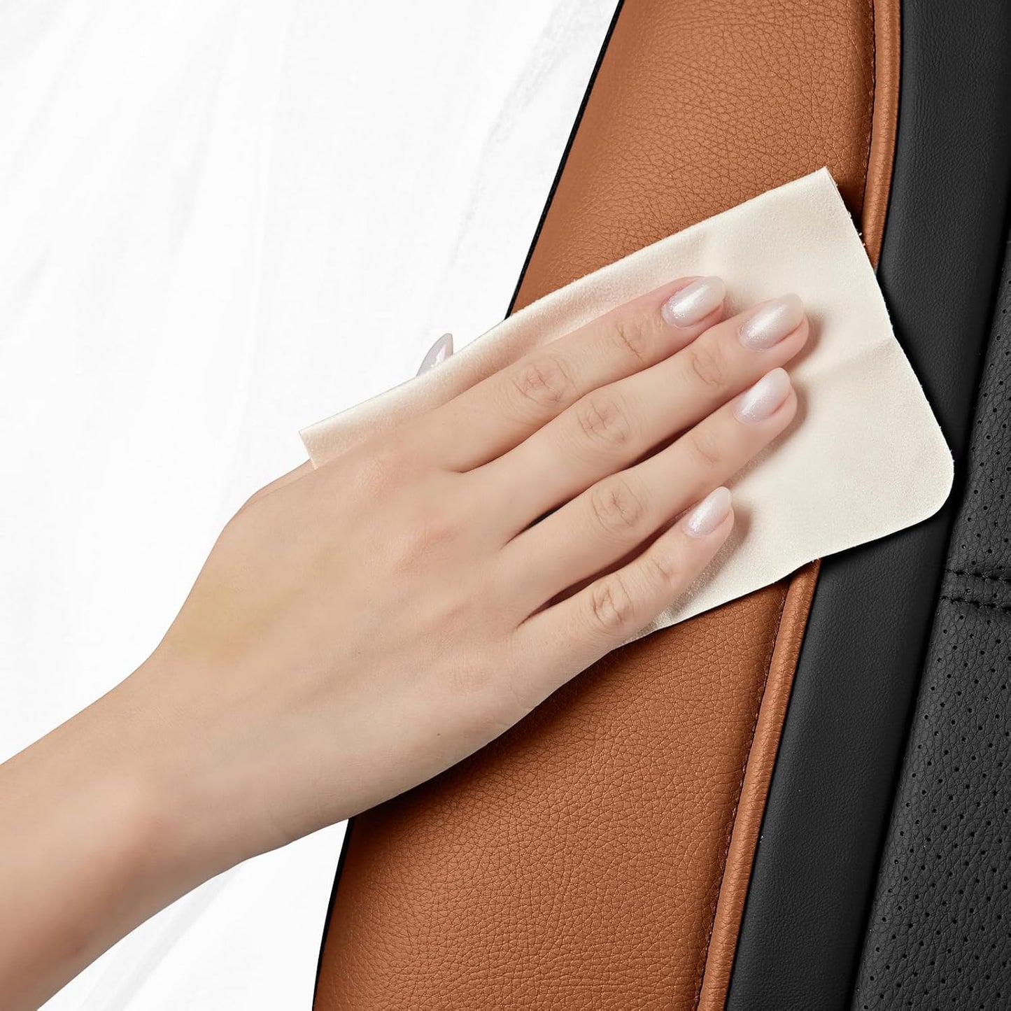 Road Comforts Leather Seat Covers, Breathable Car Seat Covers Full Set for Men,Airbag Compatible, Automotive Seat Covers Set Universal Fit Most Cars,Vans,Truck,SUV