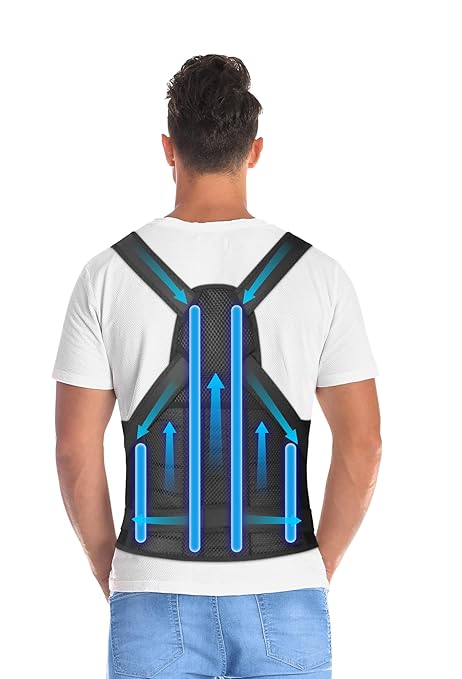 BLITZU Back Brace Posture Corrector for Women and Men. Shoulder Straightener, Adjustable Full Back Support. Upper and Lower Back Pain Relief for Neck Hump, Scoliosis, Spine & Hunchback Correction. XL