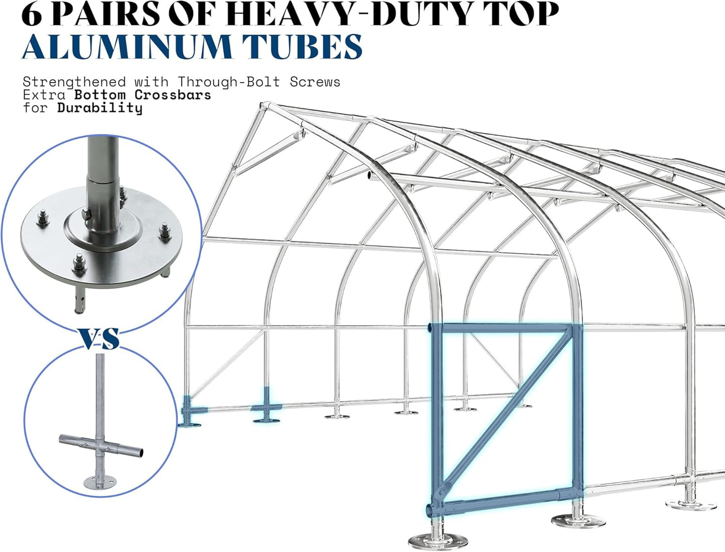 AMERLIFE 22.5 x 20FT Heavy Duty Double Carport, Galvanized Steel Frame Garage Shelter,Outdoor Storage, Waterproof 3-Layer PE Cover, Fits 2 Cars, Boat, Farm Equipment, Silver Grey
