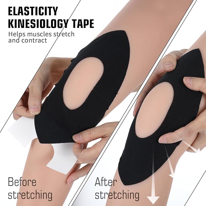 Kinesiology Kinetic Tape for Knee 10 Pcs Precut Kinesiology Sports Tapes for Knee Pain Relief Knees Support & Stability Upgrade Knees Bands Waterproof & Elastic Athletic Tape