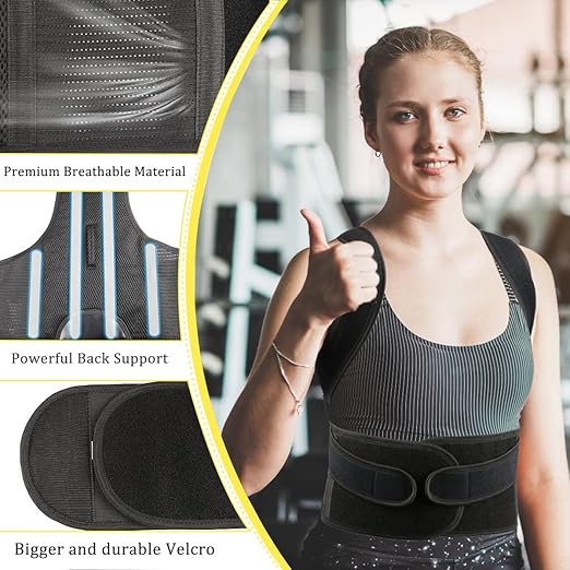 Posture Corrector for Women and Men, Back Brace Adjustable Back Straightener Support for Upper Back XL(37"-42")