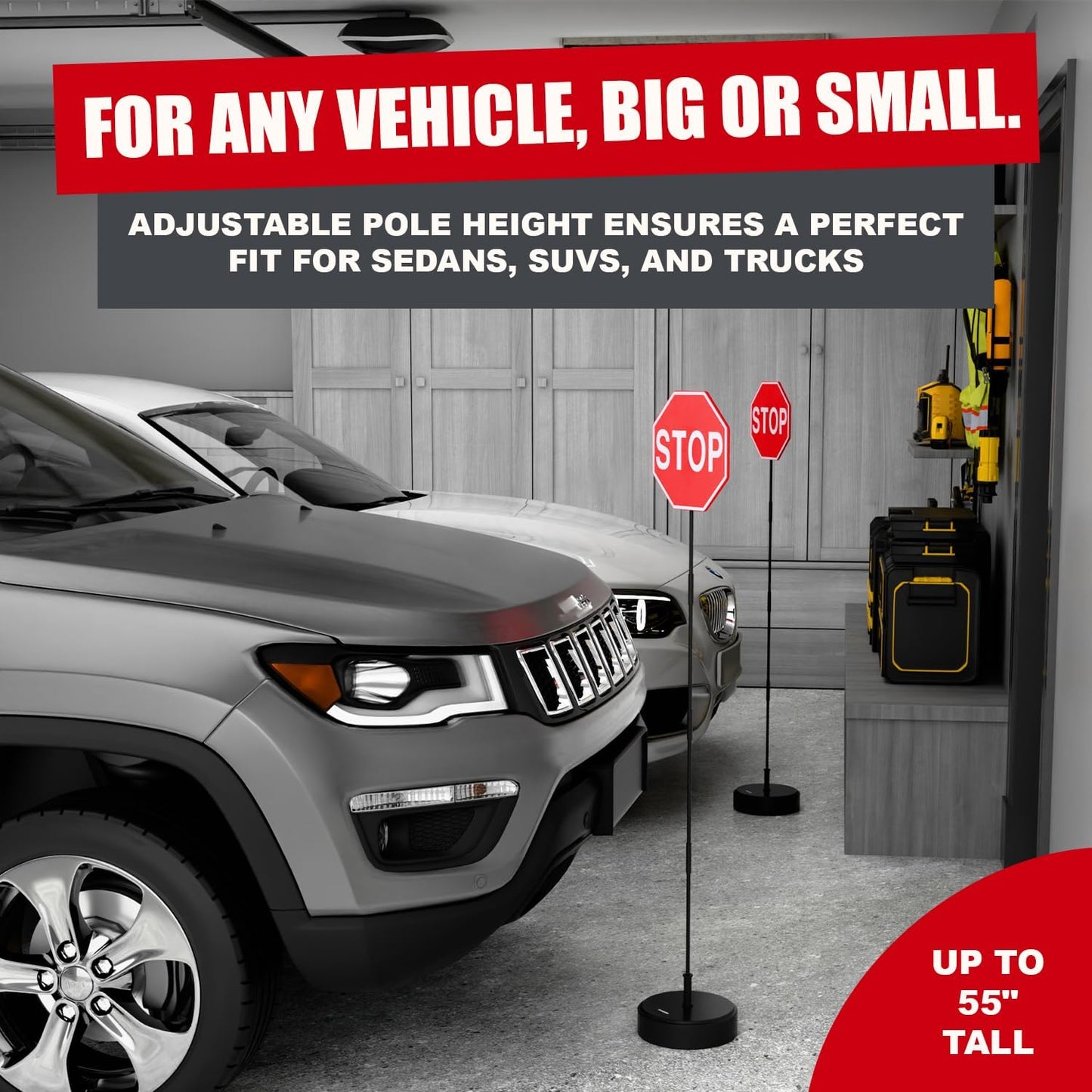 Securityman Garage Stop Sign Parking Aid (2 Pack) | Garage Stoppers for Your Vehicle - Easy Car Marker Sensor Indicator Assist Guide