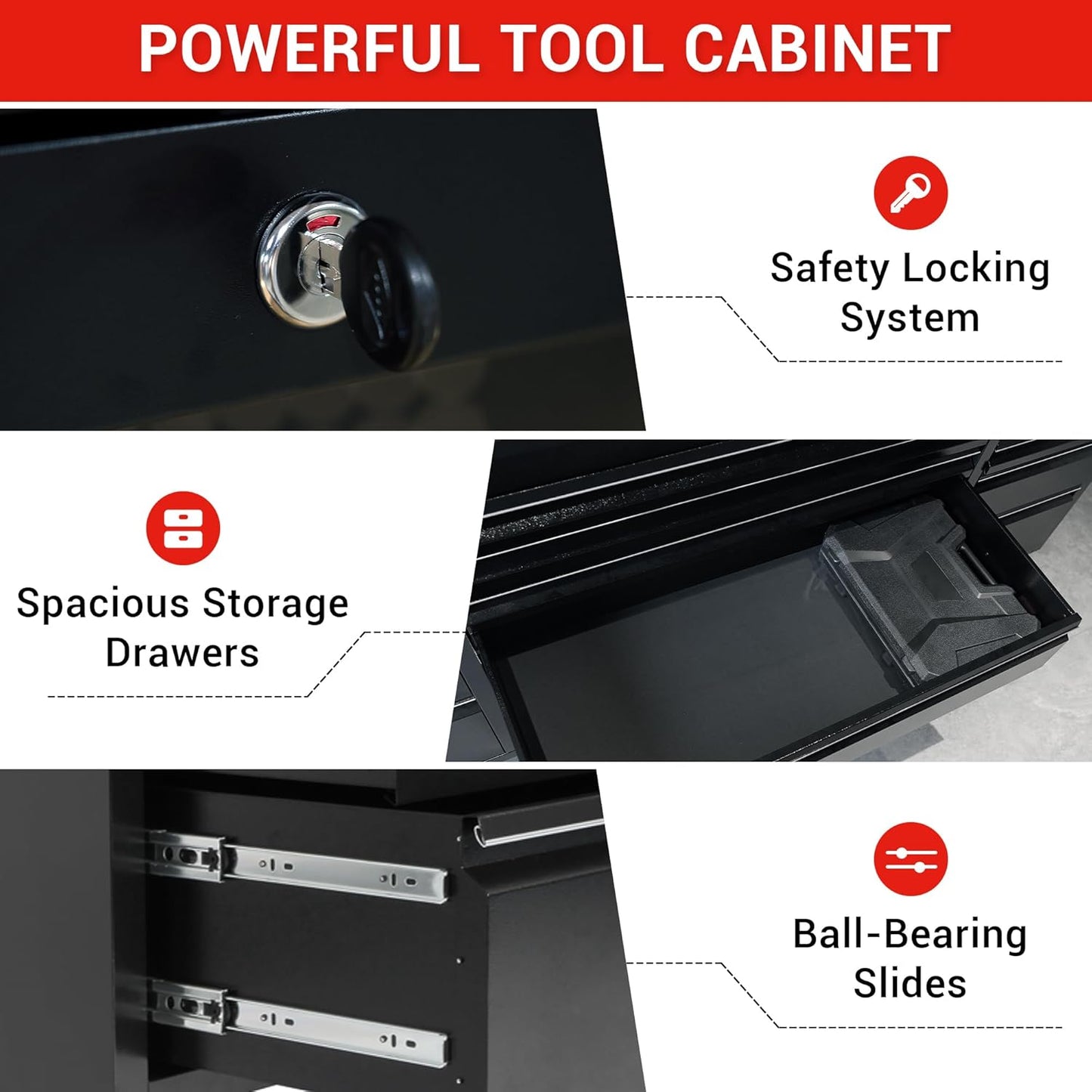 CT Copper Tailor 72-inch Rolling Tool Chest with 15 Drawers and Wheels, Mobile Garage Workbench, Large Tool Box Storage Tool Cabine with Wood Top for Workshop, Matte Black