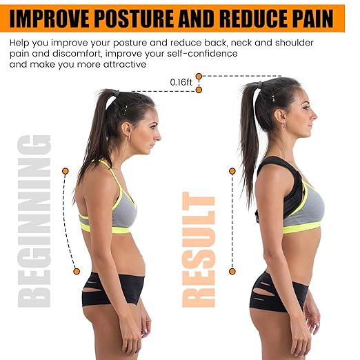 TrelaCo 2 Pack Posture Corrector Adjustable Upper Back Brace Back Straightener Back Corrector for Men, Posture Strap Back Support for Women, Shoulder Neck Effectively, One Size Fits Most, Black