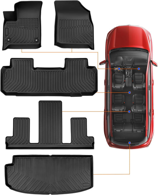 for 2018-2023 Chevy Traverse Floor Mats & Cargo Liner only for 7 Seats, for 2018 2019 2020 2021 2022 2023 Chevy Traverse Accessories All Weather Bucket Seats (Fit 2024 Traverse Limited)