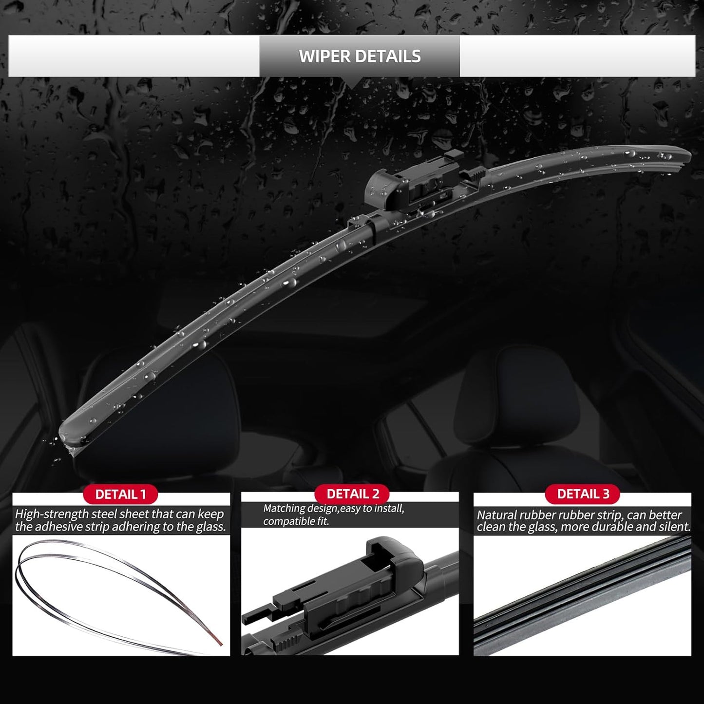 Front Rain Wiper Blades, 2-Piece Set for BMW 3 Series 320i 328i 328d 330i 330e 335i 340i 2014 2015 2016 2017 2018,Automotive Replacement Wiper Blades for Car Window