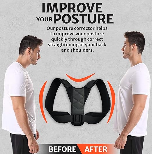 Posture Corrector-Back Brace for Men and Women- Fully Adjustable Straightener for Mid, Upper Spine Support- Neck, Shoulder, Clavicle and Back Pain Relief-Breathable. One Size