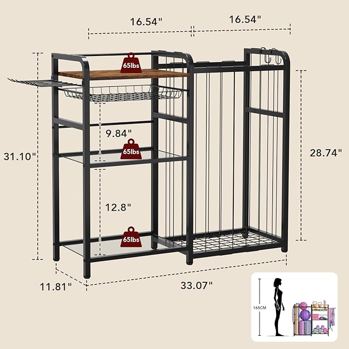 Weight Rack for Home Gym - Exercise Equipment Storage Organizer for Yoga Mat Dumbbells Kettlebells Foam Roller Yoga Strap & Resistance Bands, Ideal Yoga Mat Holder & Workout Equipment Organizer