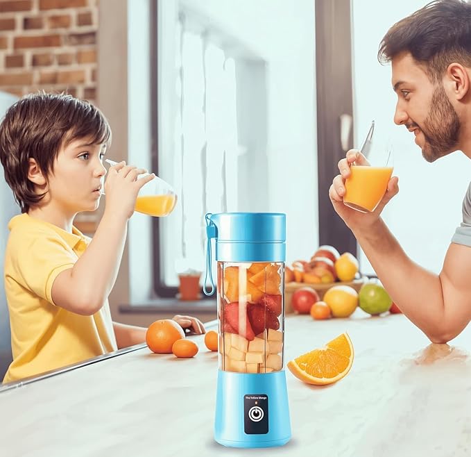 Portable Blender,Mini 6-blade Mixer for Smoothie,Milkshake, Juice, Mobile Hand juicer With USB Rechargeable For Travel, office, picnic, fitness (Blue)