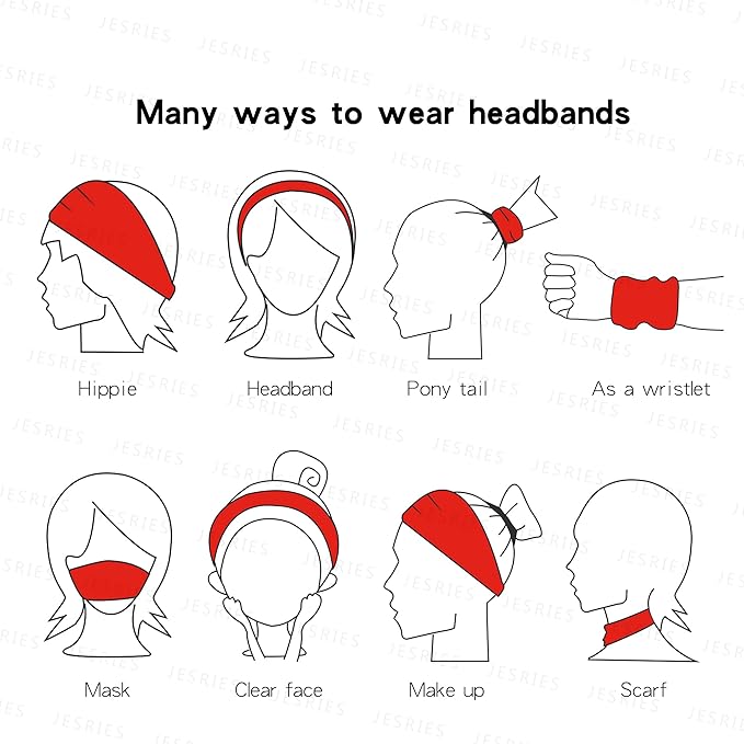 Women's Workout Headbands Non Slip Sport Sweatbands Yoga Hairbands for Travel Fitness Athletic Elastic Moisture Wicking for Girls