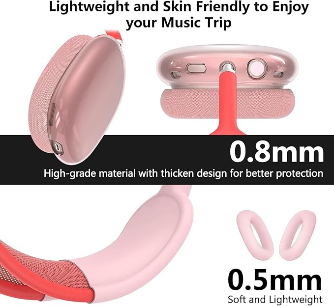 for AirPods Max Case-Ear Protector Set 4 in 1-Headband & Ear Cups-Pink