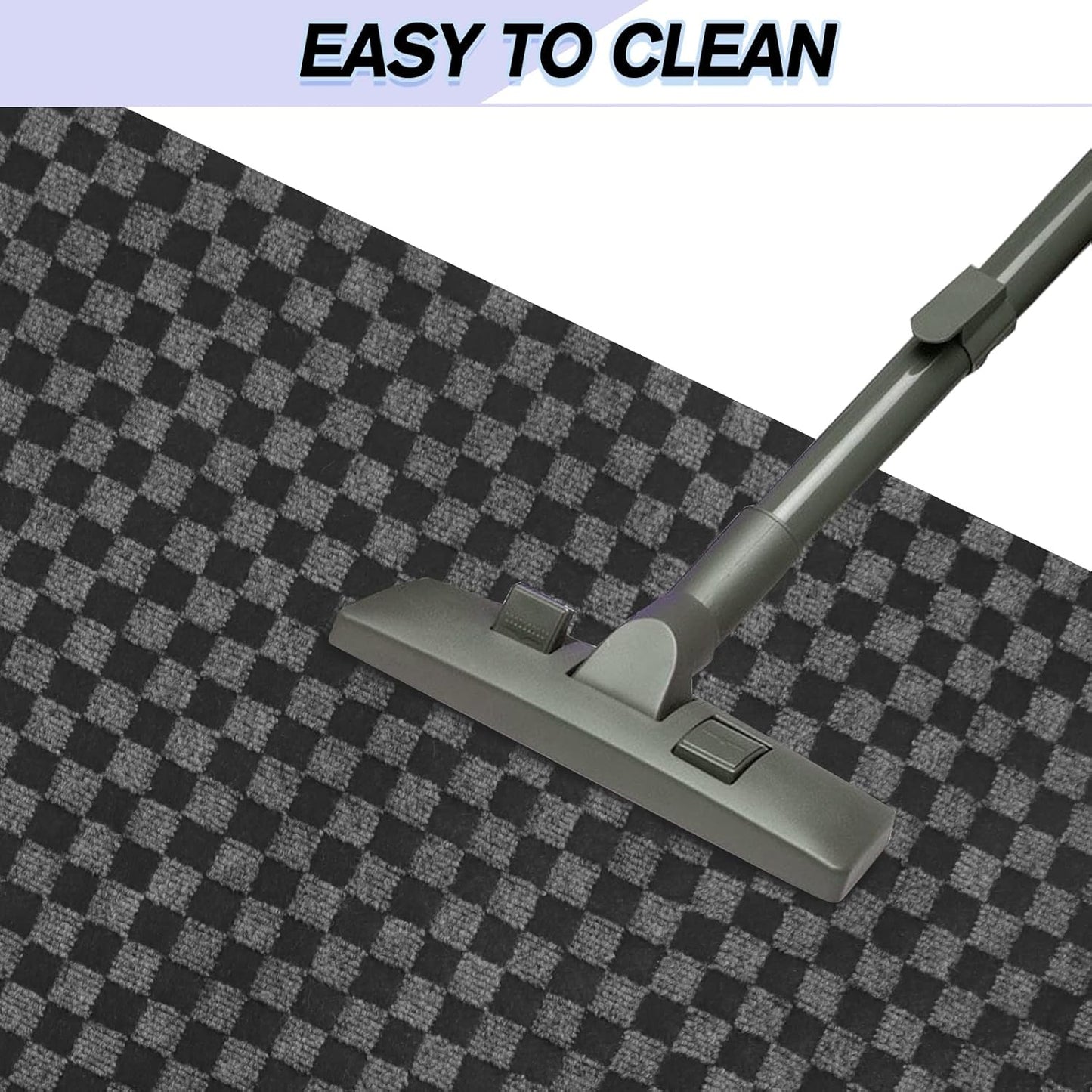 Custom Size Backed Non-Slip Area Rugs Runner, Easy Clean, Waterproof Runner Rugs for Hallway Entryway, Kitchen, Laundry, 3FT x 79FT, Gray Checkered