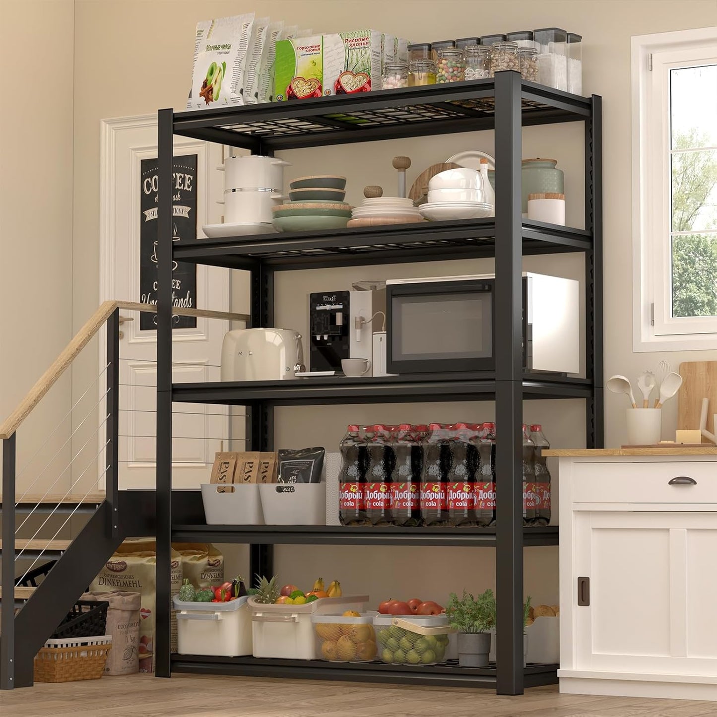 Garage Shelf,Heavy Duty Storage Rack Load 3000lb,5-Tier Metal Garage Shelving for Kitchen,Basement,24" D x 47" W x 84" H