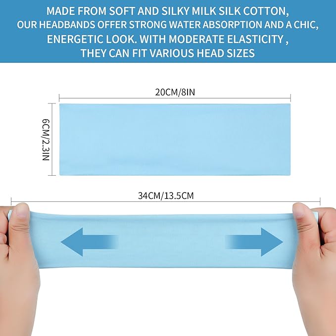 20 Pcs Headbands for Women Non Slip, Soft Milk Silk Cotton Cloth Hair Bands, Hair Accessories for Women, Workout Stretchy Head Bands for Women's Hair for Yoga Running Sports