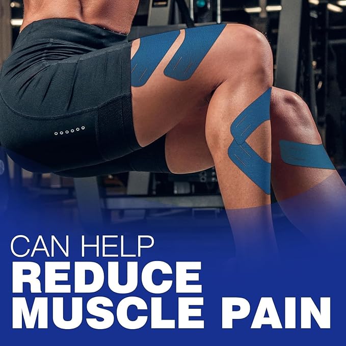 V-Knee Kinesiology Tape Precut Strips – 2 Inch Wide Waterproof Athletic Tape for Shoulders, Knees, and Muscles, Versatile Body Tape, 20 Count (Blue Color)