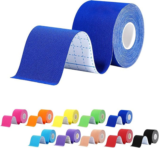Pro Synthetic Kinesiology Tape 1 Roll, Athletic Sports Tape for Muscle Joint Support, Pain Relief for Knee Elbow Wrist Ankle Plantar Fasciitis, 2 in x 16.4 Ft, Blue