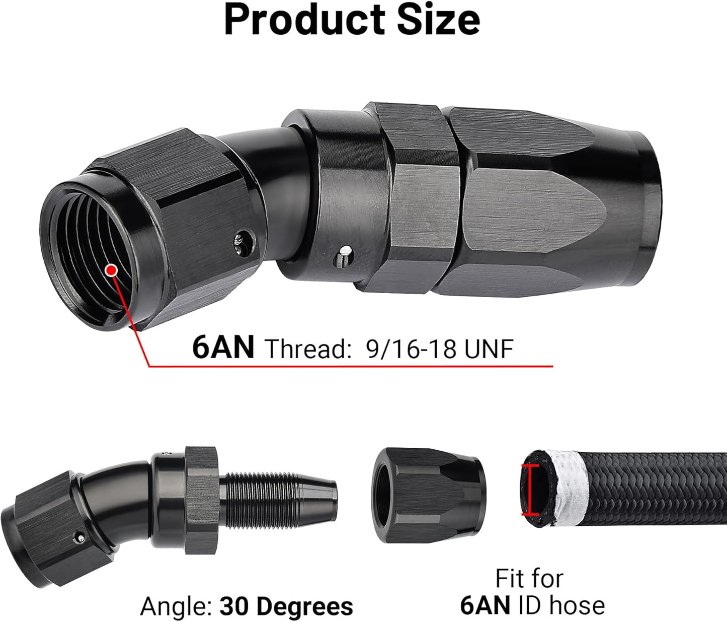 EVIL ENERGY 6AN 30 Degree One Piece Full Flow Hose End Fitting Swivel For CPE Braided Hose
