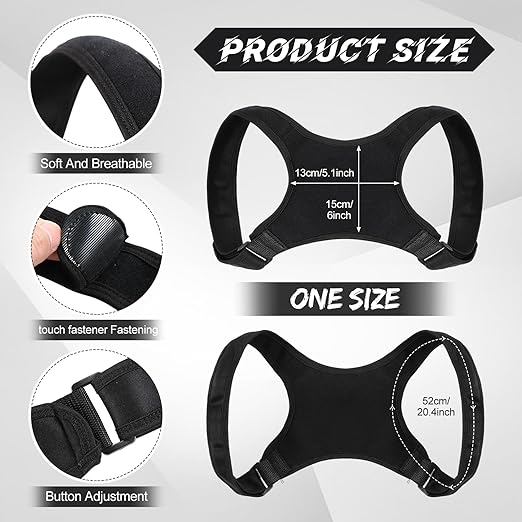 Posture Corrector for Women and Men, Adjustable Posture Back Brace Shoulder Brace, Discreet Under Clothes Design Back Support, Back Pain Relief for Improved Neck Support(Black)