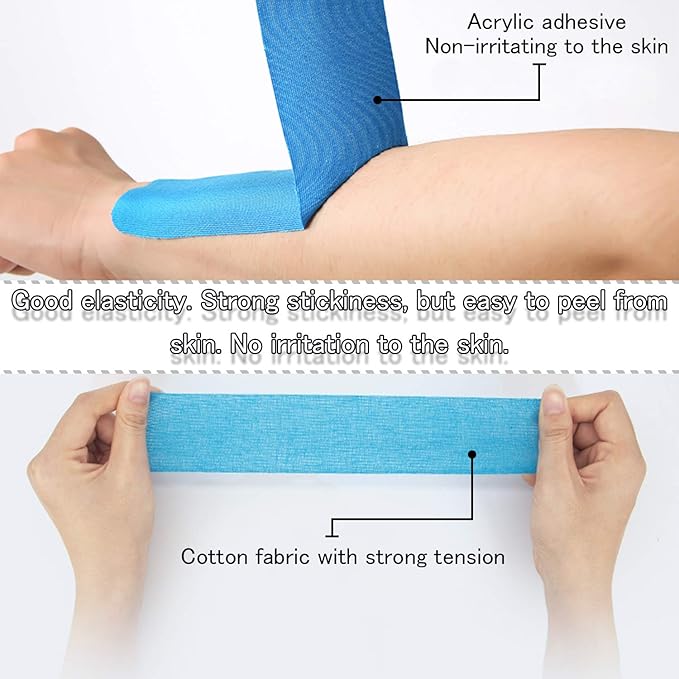 Upgraded Kinesiology Tape 2inch 12 Rolls Set for Knees, Uncut 2" Waterproof Muscle Tape Hypoallergenic Athletic Tape Sports Tape for Knee Shoulder Muscle Pain (4X Beige, 4X Black, 4X Blue)