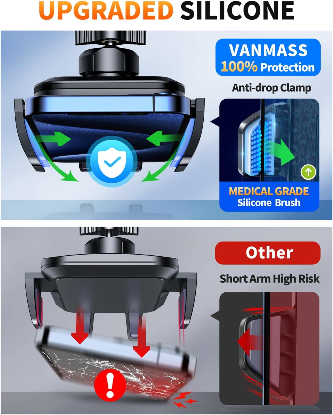 VANMASS 2025 Upgraded Car Phone Holder, [85+LBS Strongest Suction] Patent Safety Cell Phone Mount Windshield Dashboard Vent Truck Accessories Stand Cradle for iPhone 16 Pro Max 15 14 13 Android