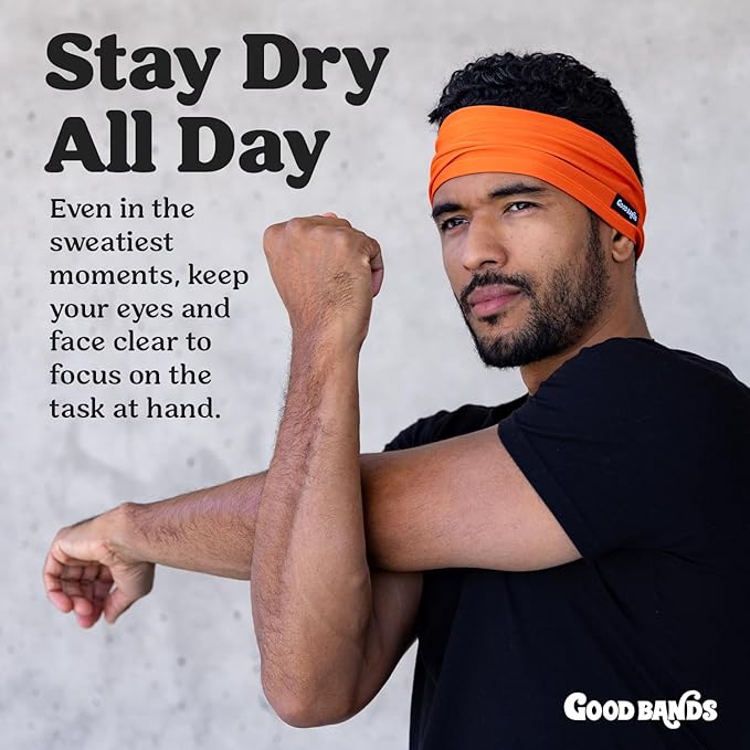 Sweatband for Men and Women - Unisex Headband That Wicks Moisture and Eliminates Excess Sweat - Durable & Long-Lasting - Running, Sports, Football, Triathlons, Construction, Yoga, Gym