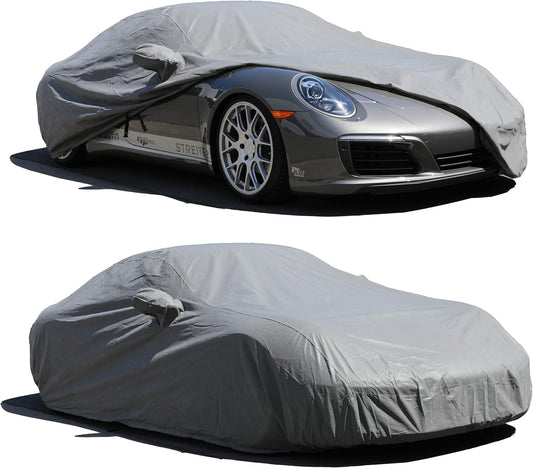 All Weather Waterproof car Cover Good for rain Snow uv Protection dust mid-Size Sedan Altima Accord Prius Impreza Passat Fusion Camry Model 3 Gray