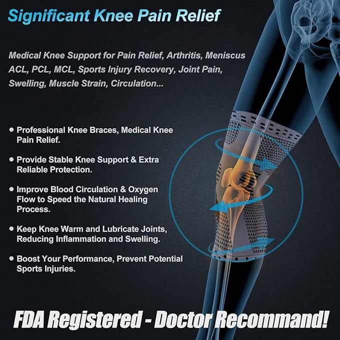 NEENCA Professional Knee Brace for Pain Relief, Medical Knee Support with Patella Pad & Side Stabilizers, Compression Knee Sleeve for Meniscus Tear, ACL, Joint Pain, Runner, Workout - FSA/HSA Eligible