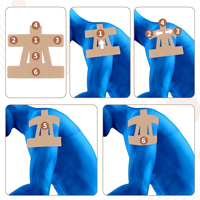 15 Pcs Precut Kinesiology Tape for Shoulder, Latex-Free Shoulder Tape for Pain Relief, Muscle Strips Kinesiology Tapes Precut, Sports Tapes Athletic Patch Support Muscle Elastic Breathable(Skin Color)